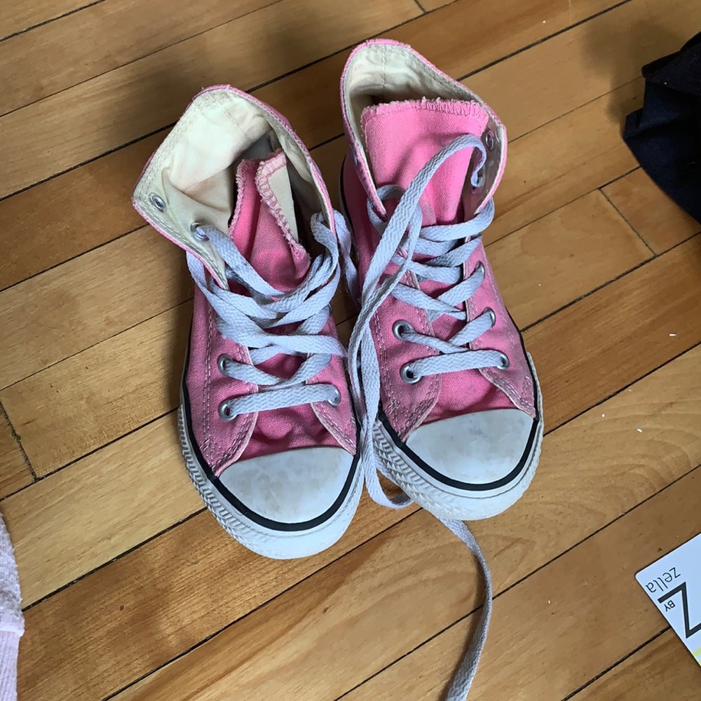 Size 13 kids pink high top sneakers